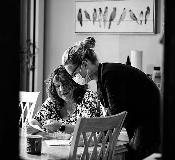 Two women collaborating